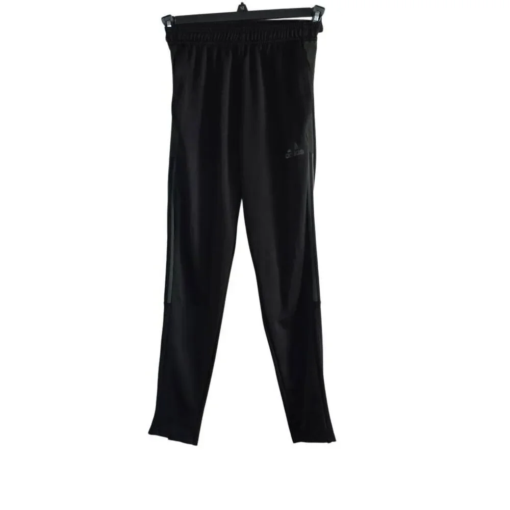 Adidas Men's Size XS Black Gray 3 Stripe Slim Fit Zip Bottom Track Pants